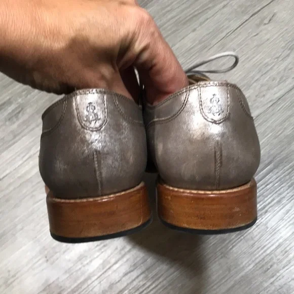 The Office of Angela Scott Ms. Baker Oxfords in Silver Overlay Tan Leather
